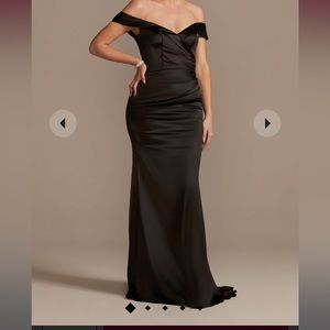 David’s Bridal black Size 18 Galina Signature mermaid satin bridesmaid dress